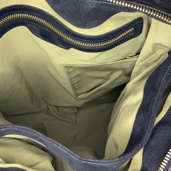 Stella McCartney Faux Suede Large Shoulder Bag in Dark Navy Blue (14" x 15") - Picture 8 of 11